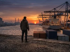 A conceptual depiction of a reward seeker at the Port of Los Angeles.