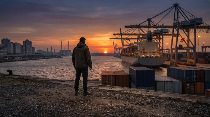 A conceptual depiction of a reward seeker at the Port of Los Angeles.