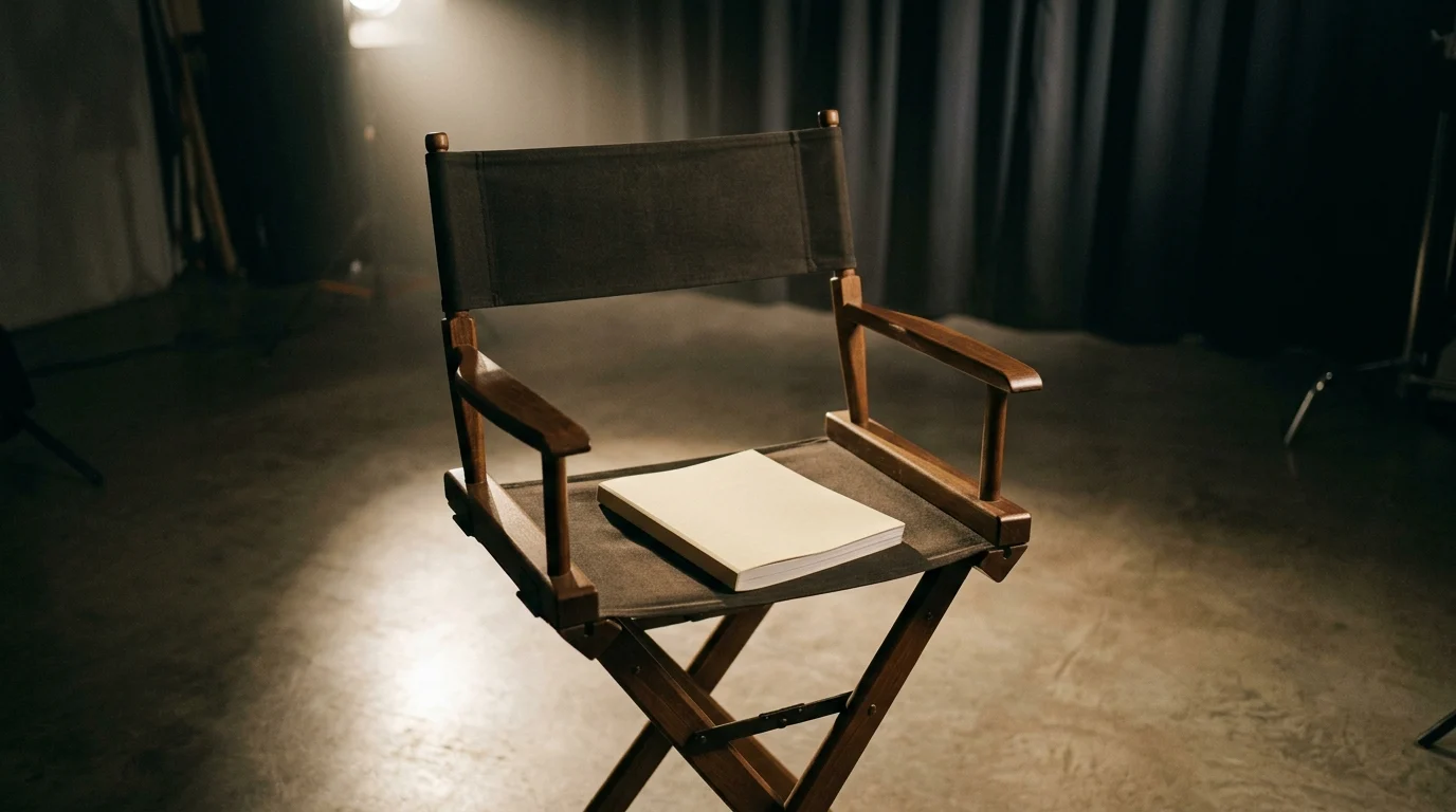 A director's chair and script representing a change in television show leadership.