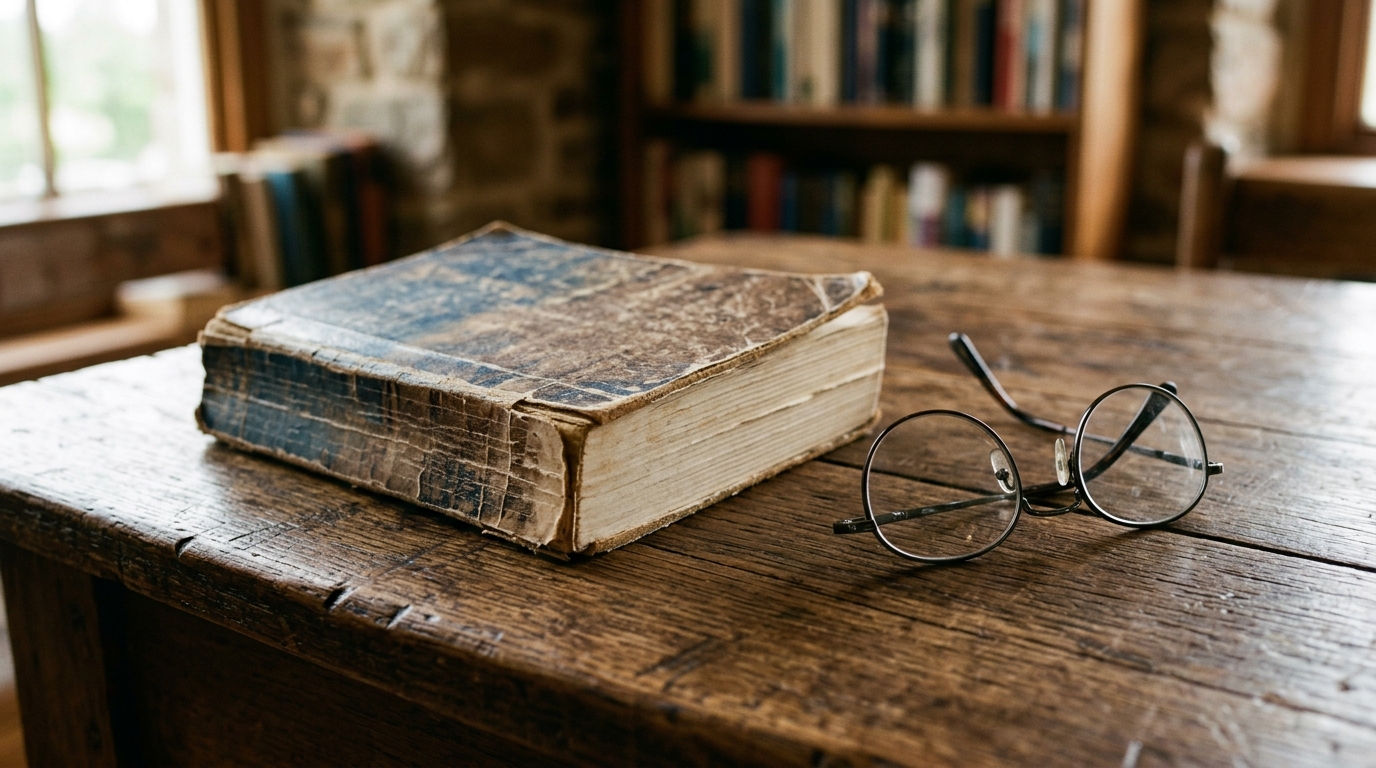 A paperback book on a table