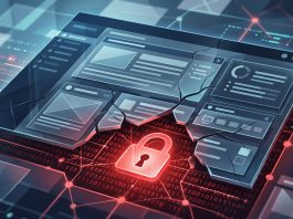 Conceptual illustration of a secured digital interface with underlying code layers