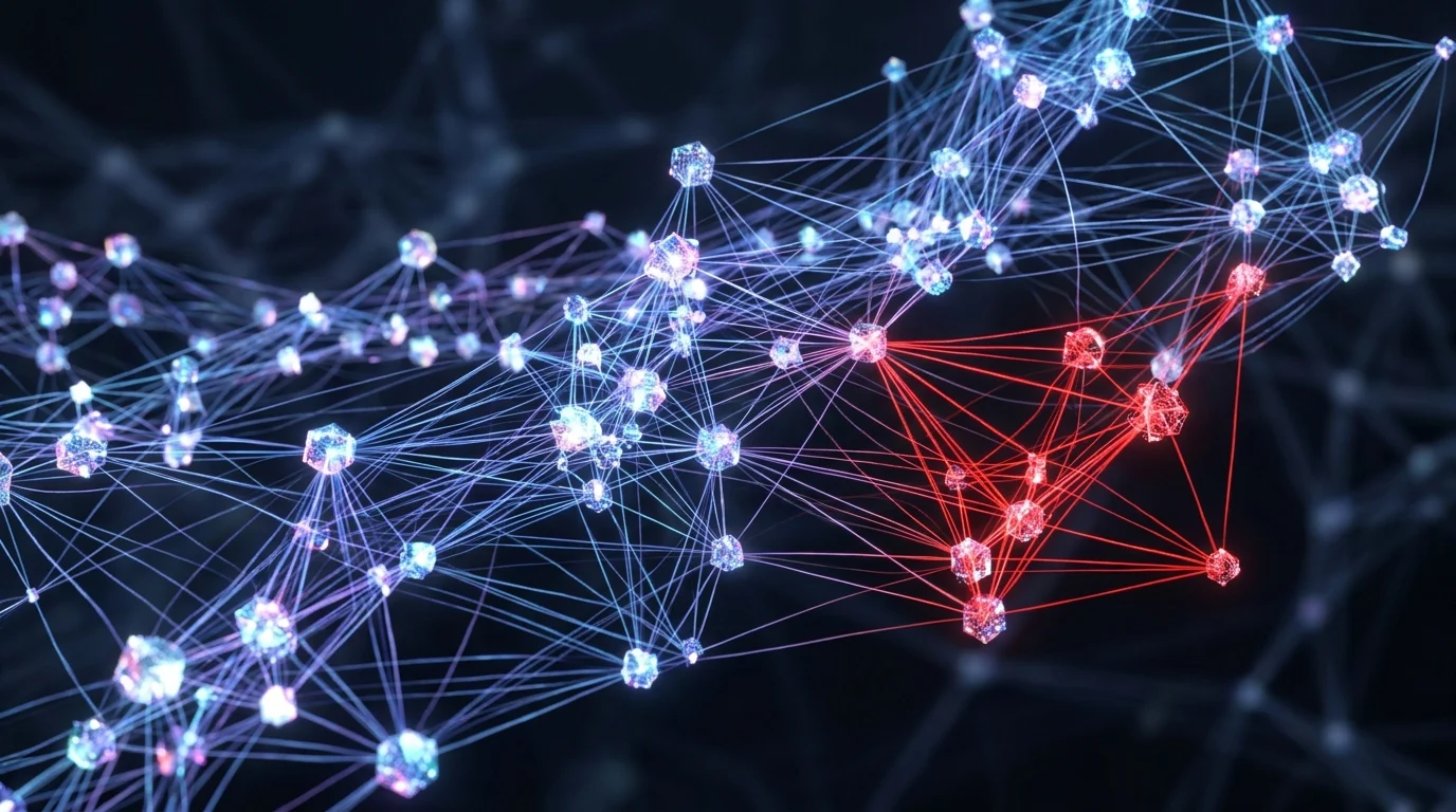 Rhode Island Sues Meta for Allegedly Profiting from 15 Billion Daily Scam Ads 1 Abstract visualization of AI data networks with red highlights.