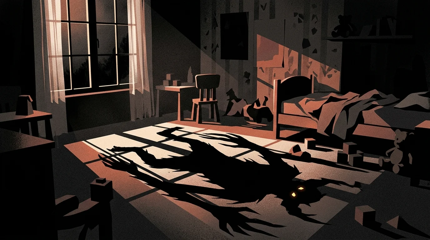 Blumhouse Resurrects Something Is Killing the Children After Netflix Development Exit 1 Eerie shadows of a monster in a child's bedroom.