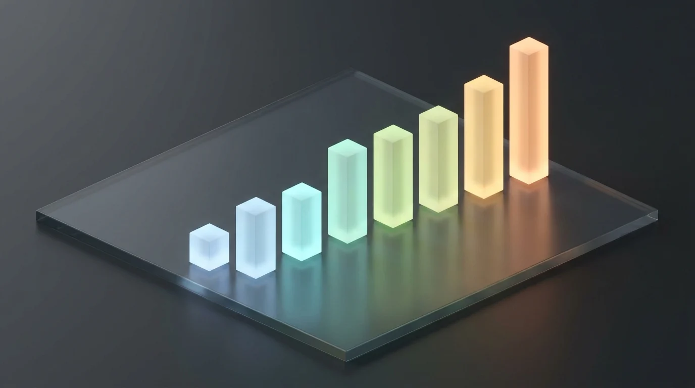 Abstract 3D bars symbolizing audience growth and streaming minutes.