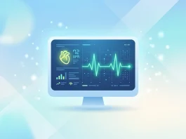 Conceptual illustration of a heart rate monitor display.