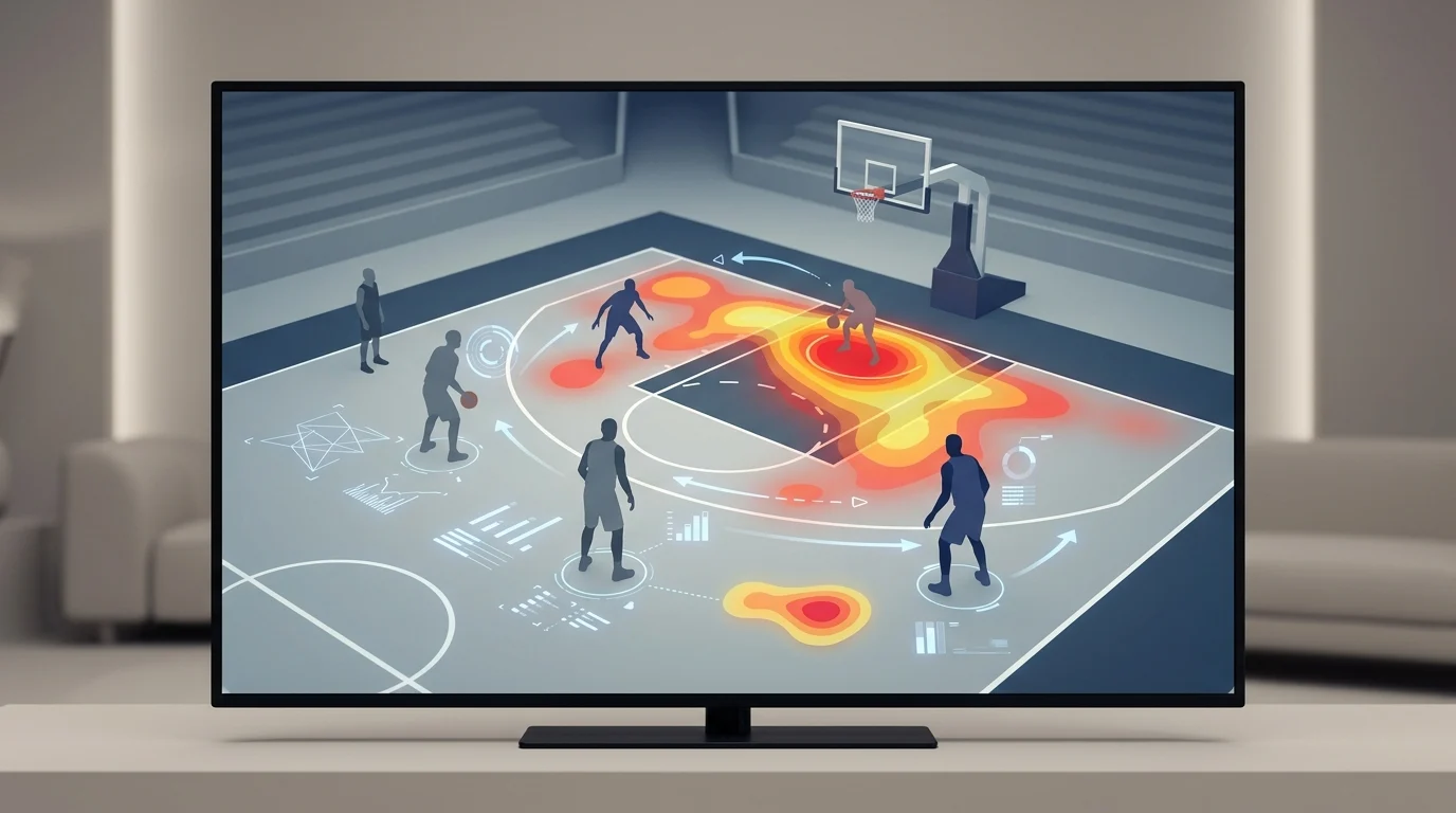 Cavaliers on DAZN: 2026-27 Season Stream Pricing and Broadcast Schedule 1 A conceptual digital television screen showing basketball analytics.