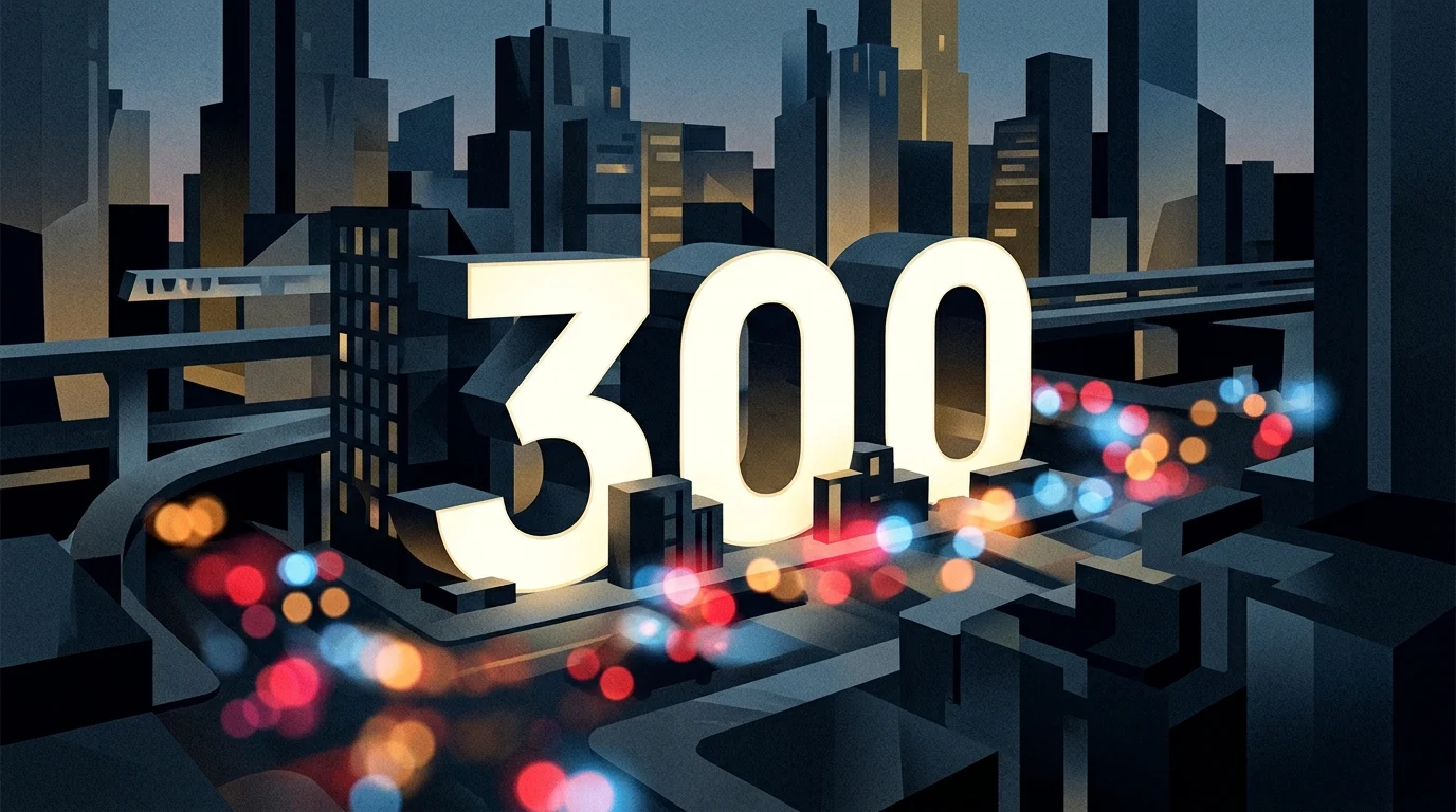 Abstract representation of the 300th episode milestone for a Chicago-based television show