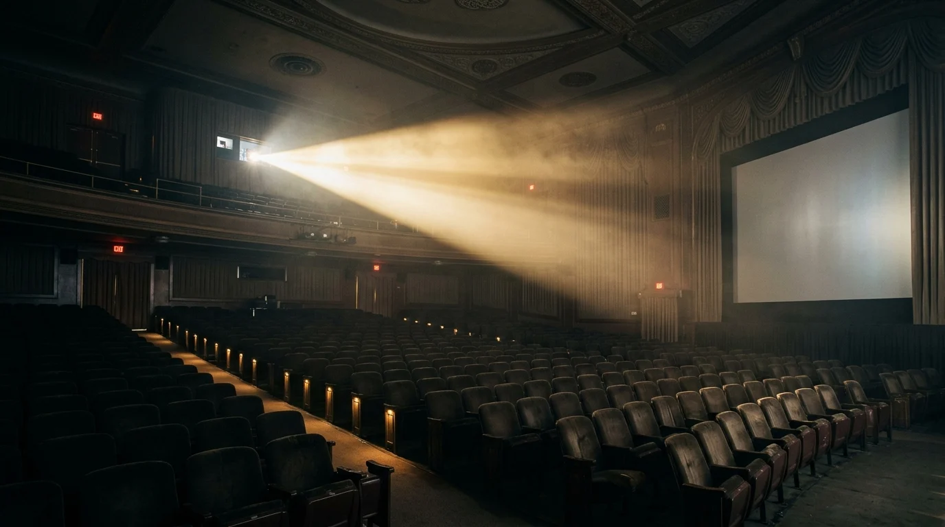I Play Rocky: Anthony Ippolito Portrays Stallone in London Film Festival Surprise Screening 2 A projector beam in a vintage movie theater.