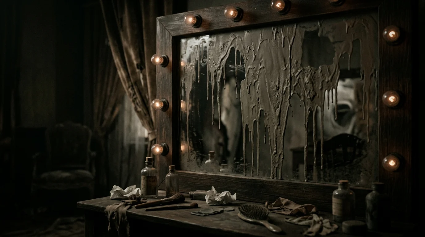DCU Clayface Director Details Shift From Mike Flanagan’s Script to Body Horror 1 A dark dressing room mirror with dripping residue representing the character Matt Hagen.