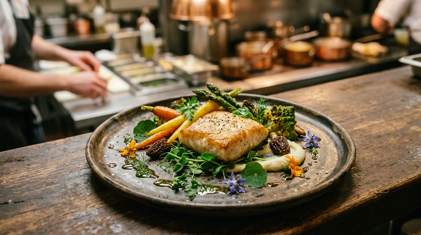 A gourmet plated dish representing high-end culinary arts.