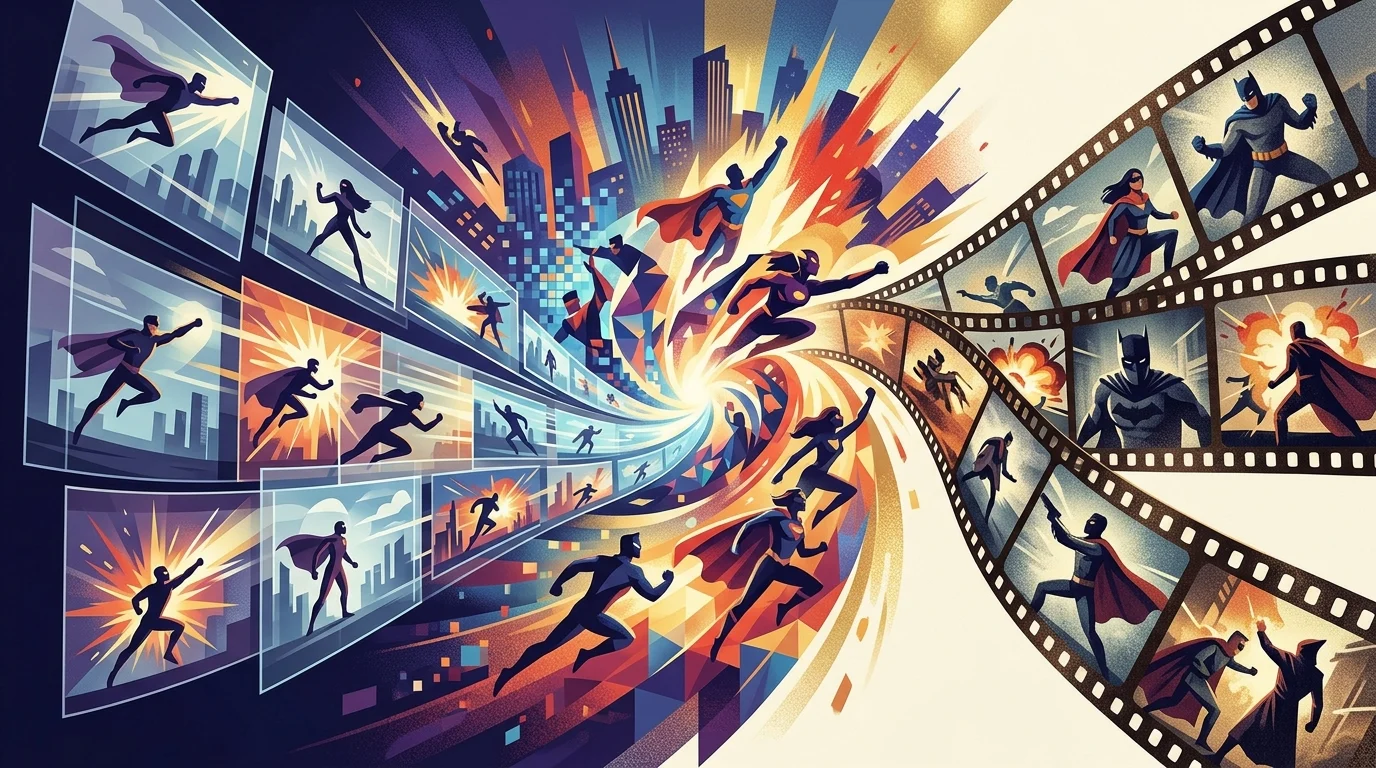 Abstract graphic showing the intersection of animation and live-action film.