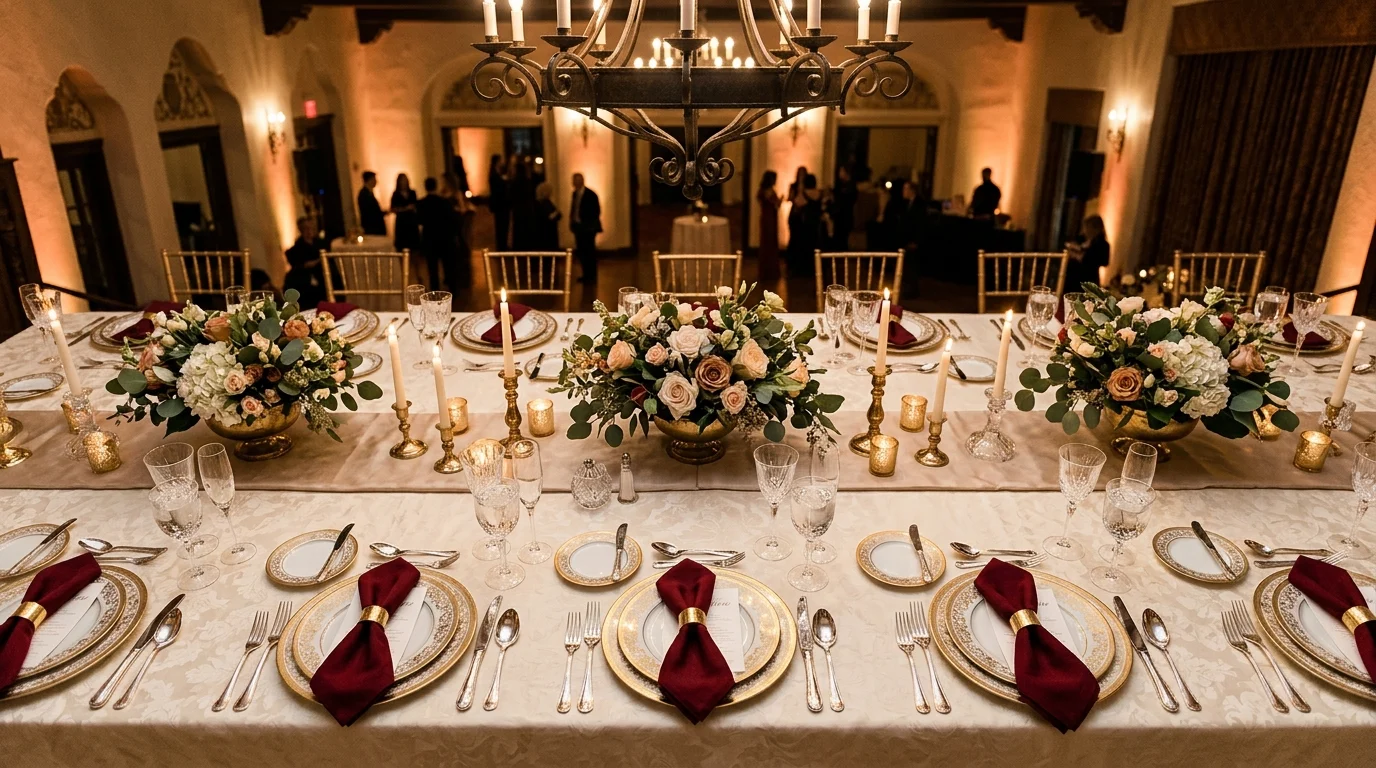 Fine dining table setting representing elite social status.