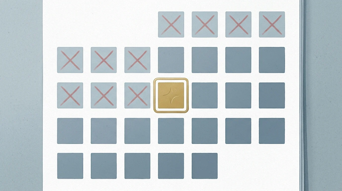 A minimalist calendar with a single day highlighted in gold.
