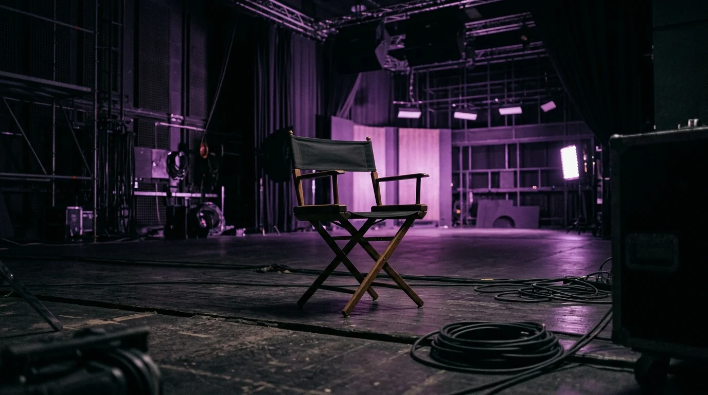 A conceptual image of an empty production set representing a cancelled or non-existent TV project.