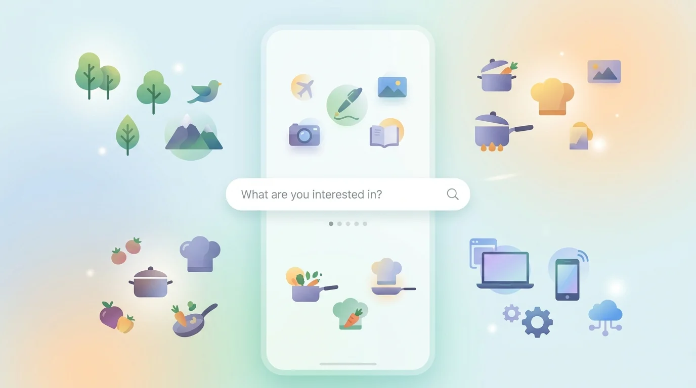 Abstract representation of a user inputting preferences into a mobile application.