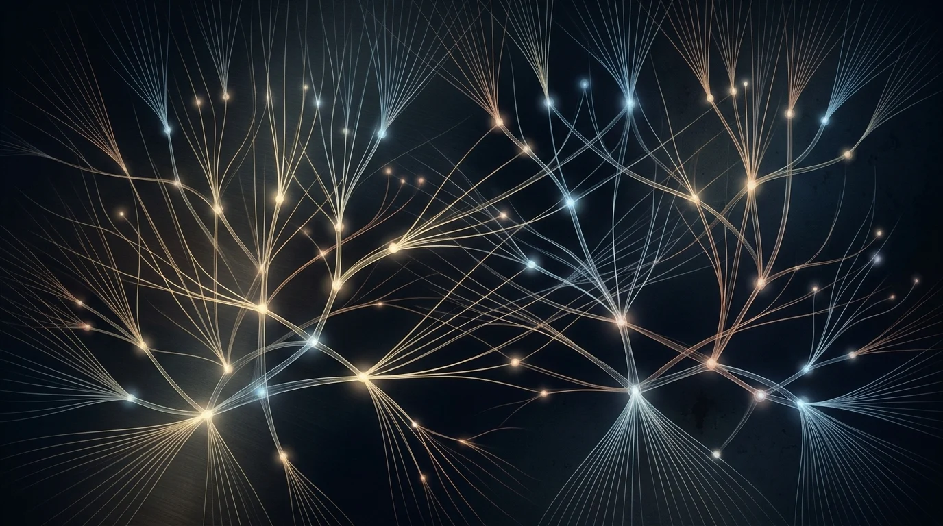 Abstract glowing lines representing interconnected personal relationships.