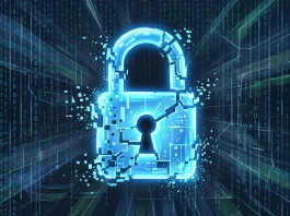 Conceptual image of a fragmented digital padlock symbolizing a software security bug.