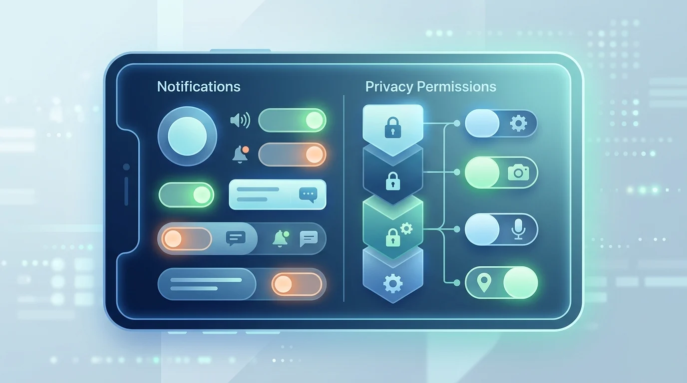 Abstract representation of smartphone notification settings menu.