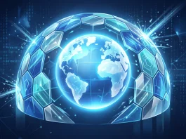 Conceptual image of digital global security and network protection