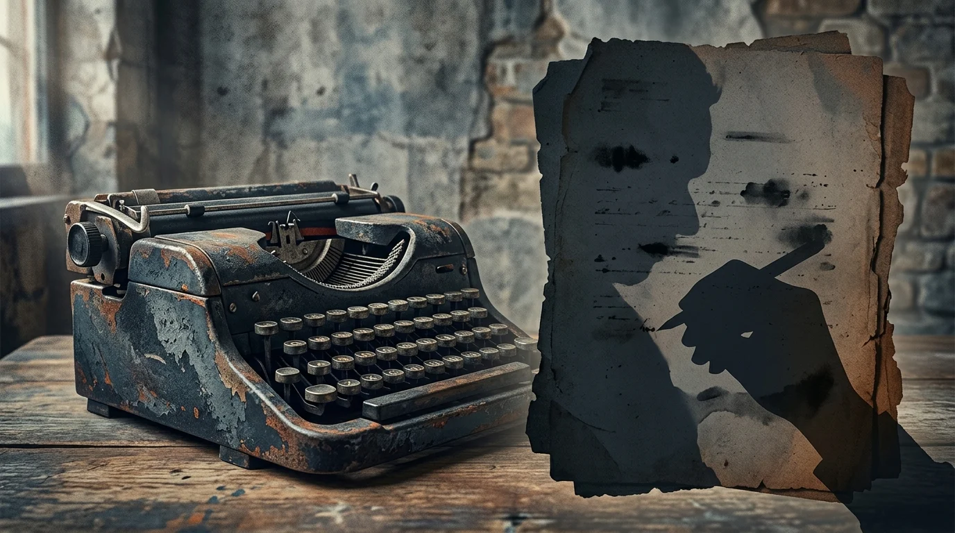 Vintage typewriter and silhouette representing historical resistance
