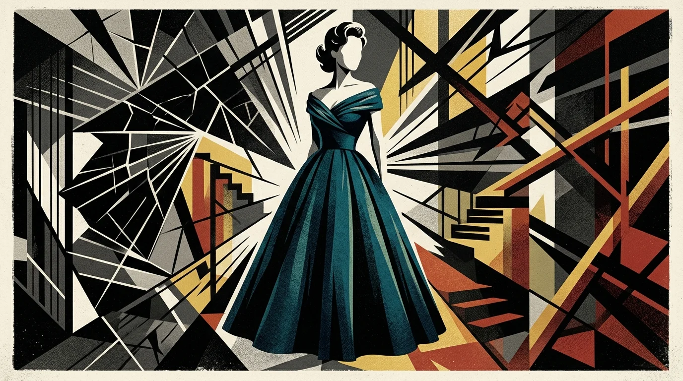 A conceptual graphic reflecting mid-century cinematic style and suspense.