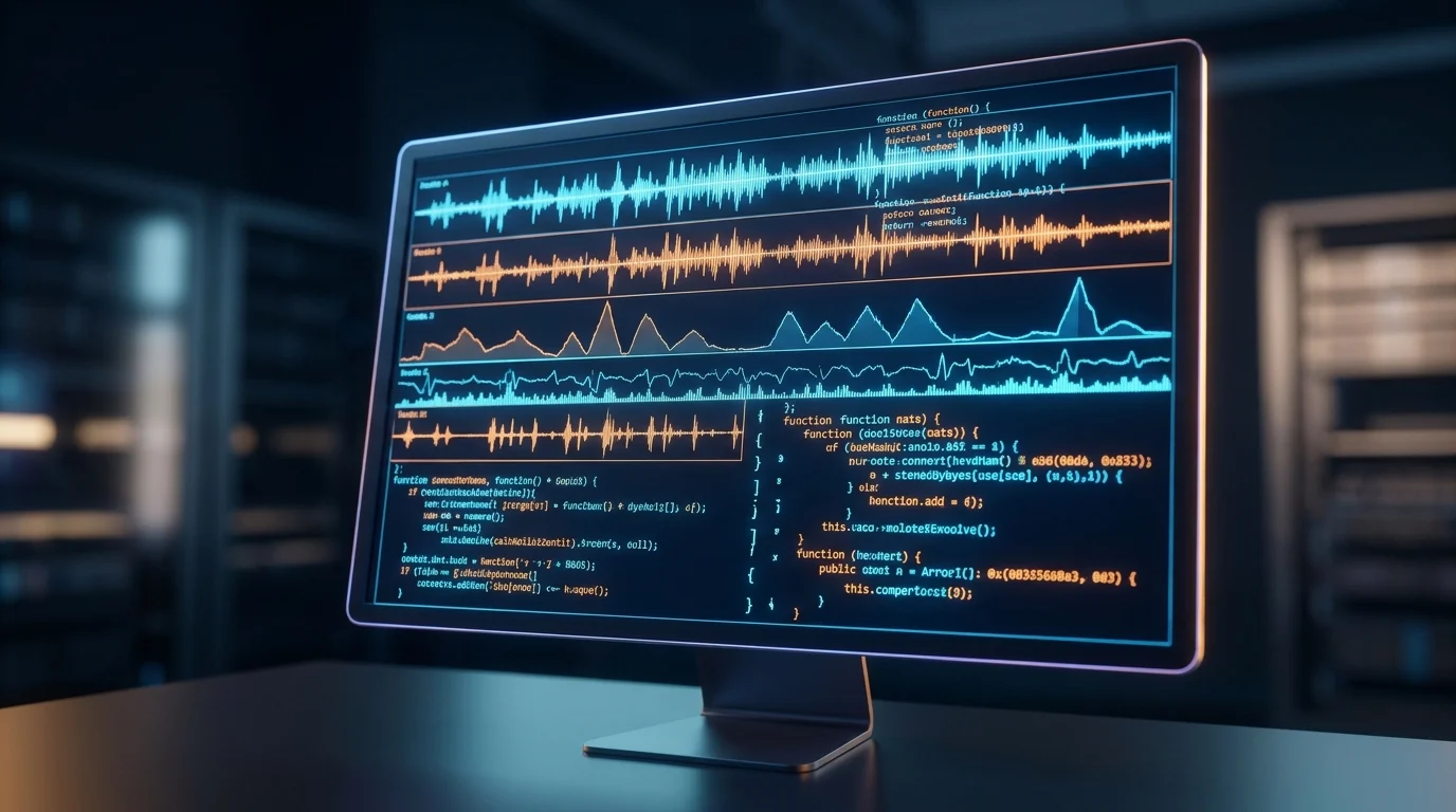 Valve Composer Mike Morasky Mentions 'HLX' Project During GameSoundCon Panel 1 Conceptual visualization of digital audio data and software code.