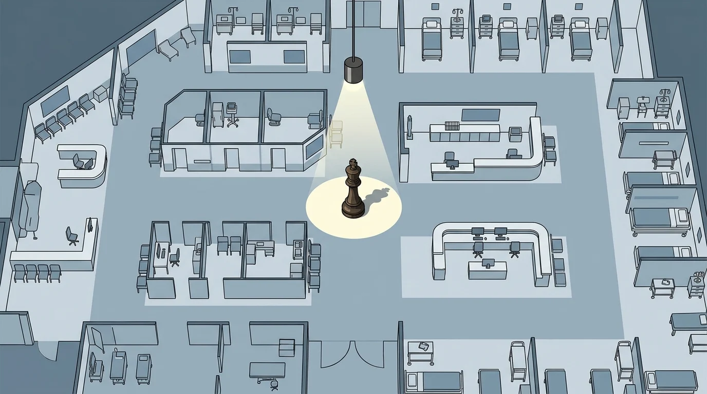 Conceptual representation of a singular leader taking control of a department.