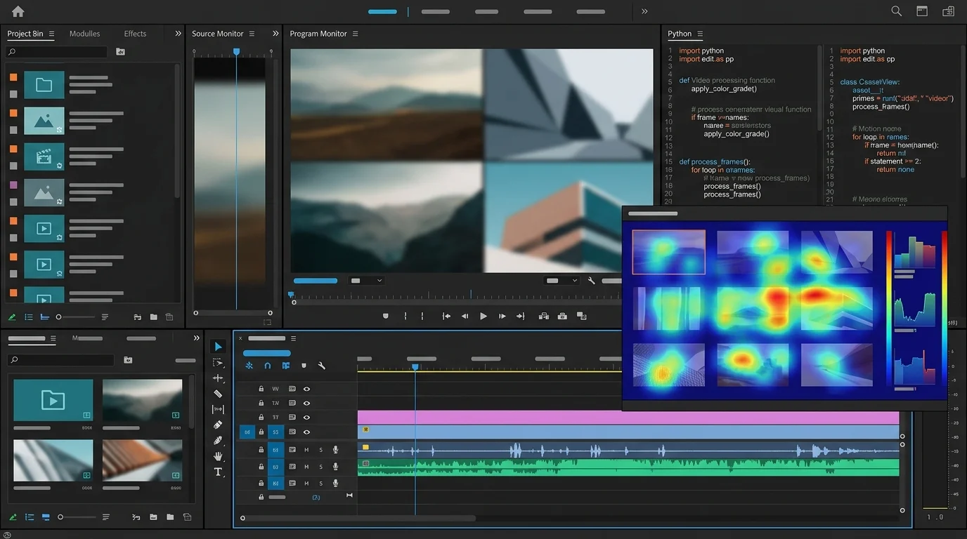 How Ben Affleck’s Fluency in CNNs and Python Led to a $587M AI Exit with Netflix 1 A digital interface showing code and video editing tools.