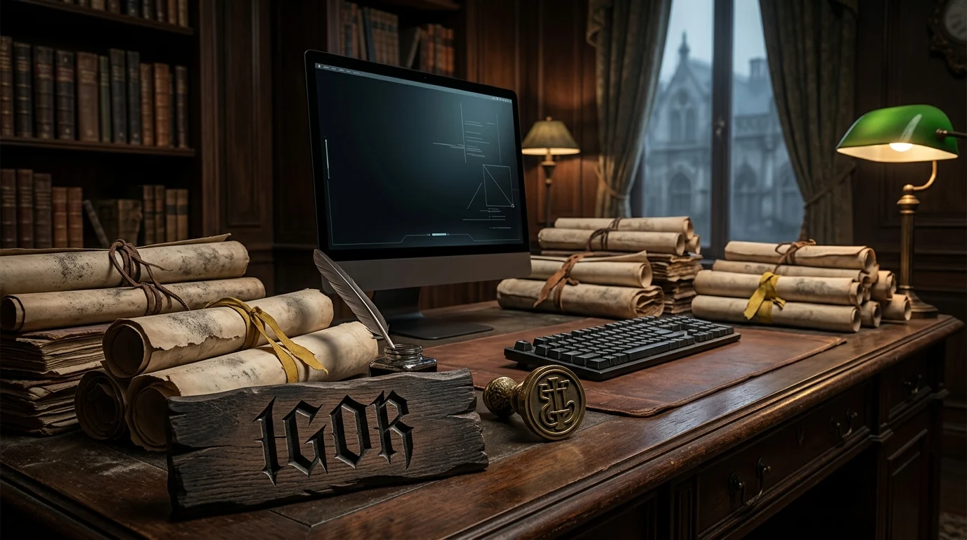Conceptual image of a bureaucratic office for a supernatural character.