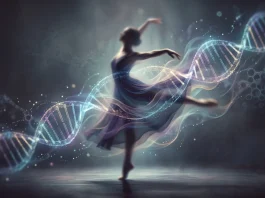 Conceptual abstract representation of DNA genetics and dance