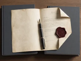 Conceptual image of a legal document and a book representing a formal dispute.