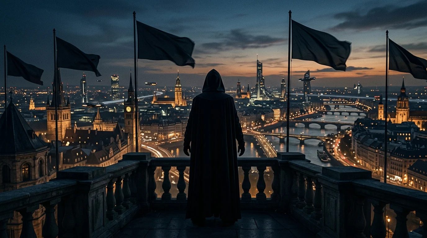Marvel Rebrands Robert Downey Jr.'s Doctor Doom as 'Lord Doom' for Avengers: Doomsday 1 Silhouette of a hooded ruler overlooking a sovereign city-state.