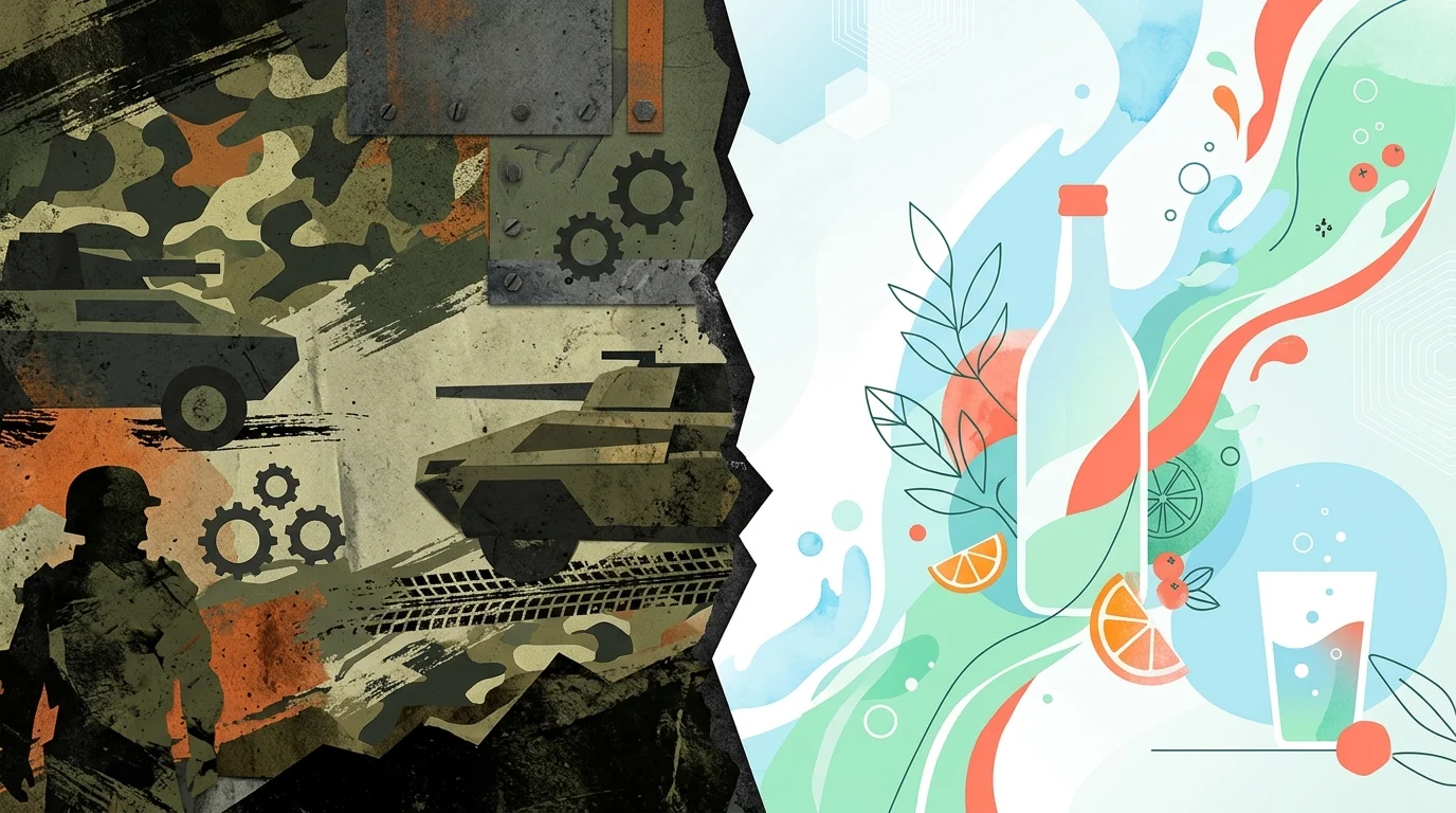 Abstract graphic of rugged and sleek design elements.