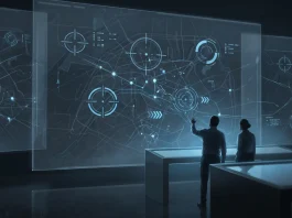 Conceptual representation of digital military targeting systems.