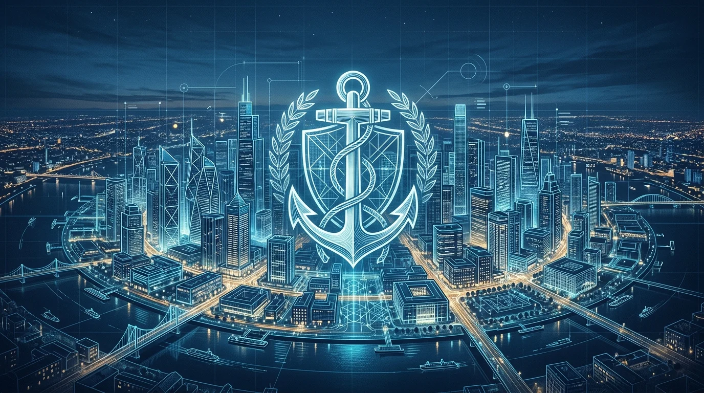 R. Scott Gemmill’s Career Path from JAG and The Pitt to NCIS: New York 1 Conceptual city skyline with naval motifs.