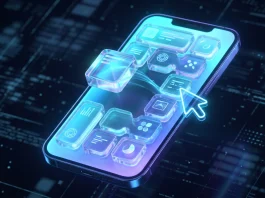 Conceptual digital interface showing modular software components on a mobile screen