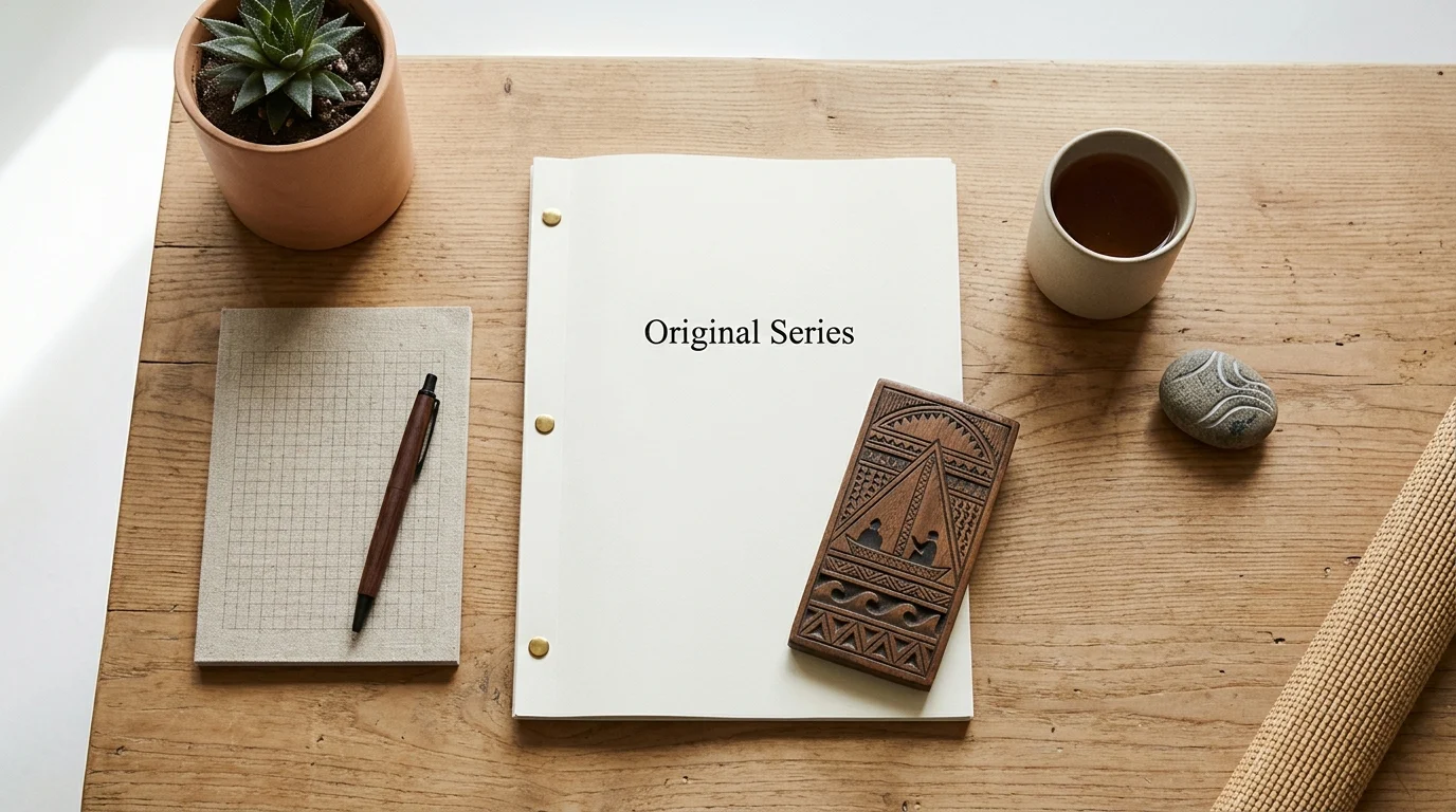 Netflix-Supported PEAK Fellowship Announces 2026 Cohort and Mentors 1 A blank script and a wooden anonymous silhouettes carving on a desk