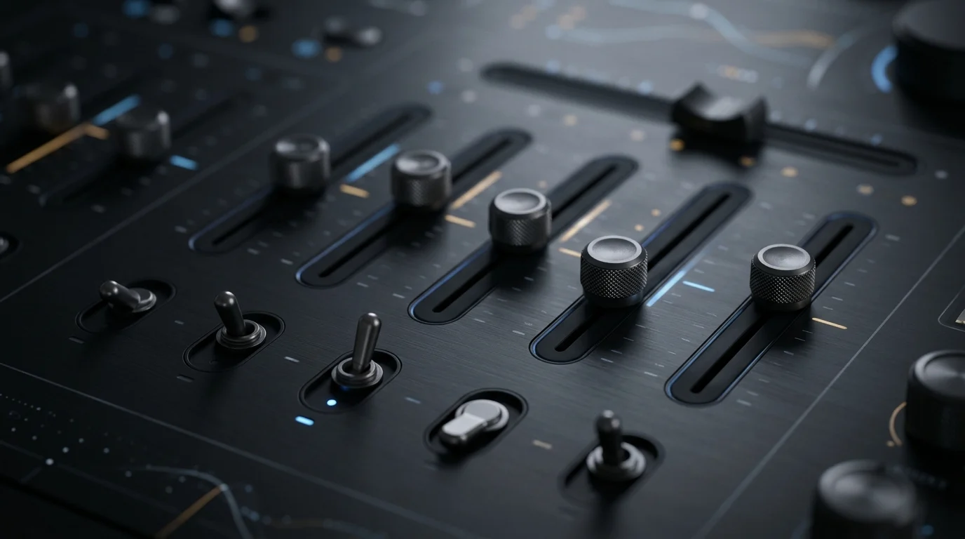 Samsung One UI 9 Features: New Quick Panel and AI Video Tools Explained 1 Abstract visualization of software sliders and settings toggles