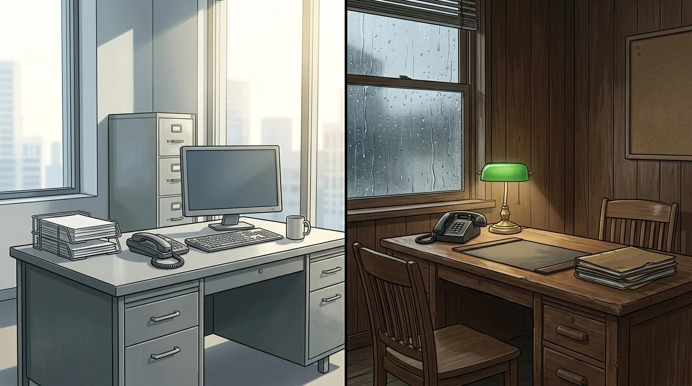 A comparison of Los Angeles and Washington police station aesthetics.