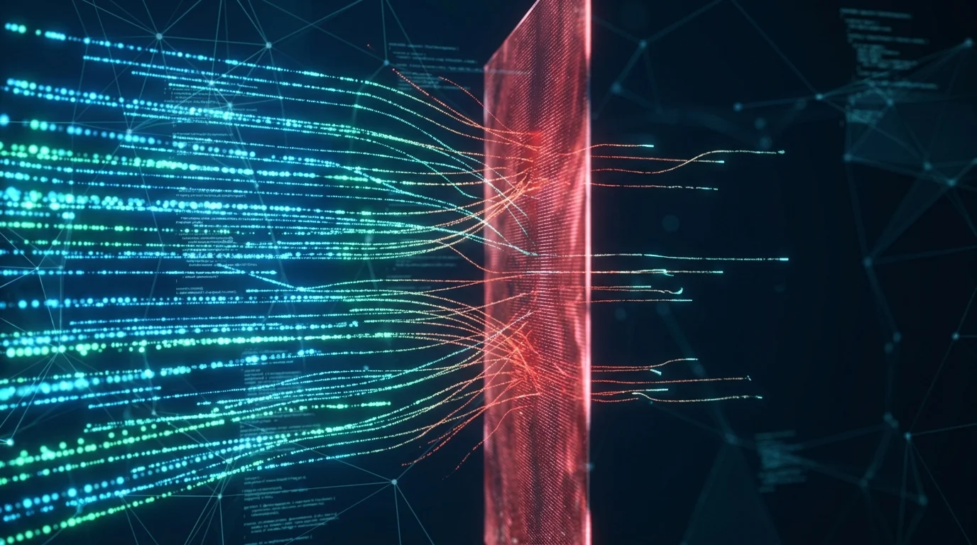 Conceptual visualization of data flow restriction in a server environment.