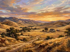 A conceptual landscape painting of the Salinas Valley in the late 1800s.