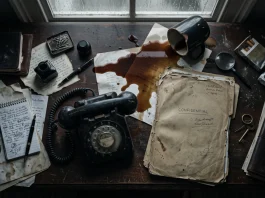 A conceptual desk setup representing the office from the series.