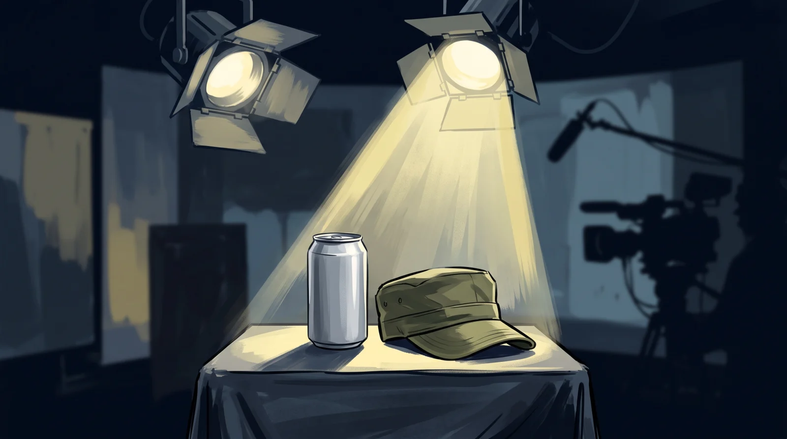 Photo: asumetech.com Conceptual illustration of a beverage can and a military cap under a spotlight