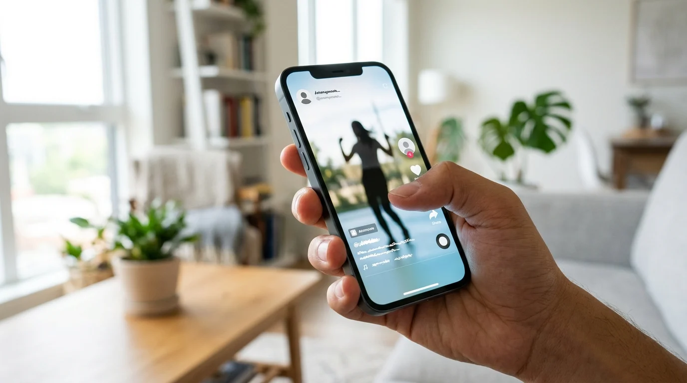 A smartphone showing a social media video interface