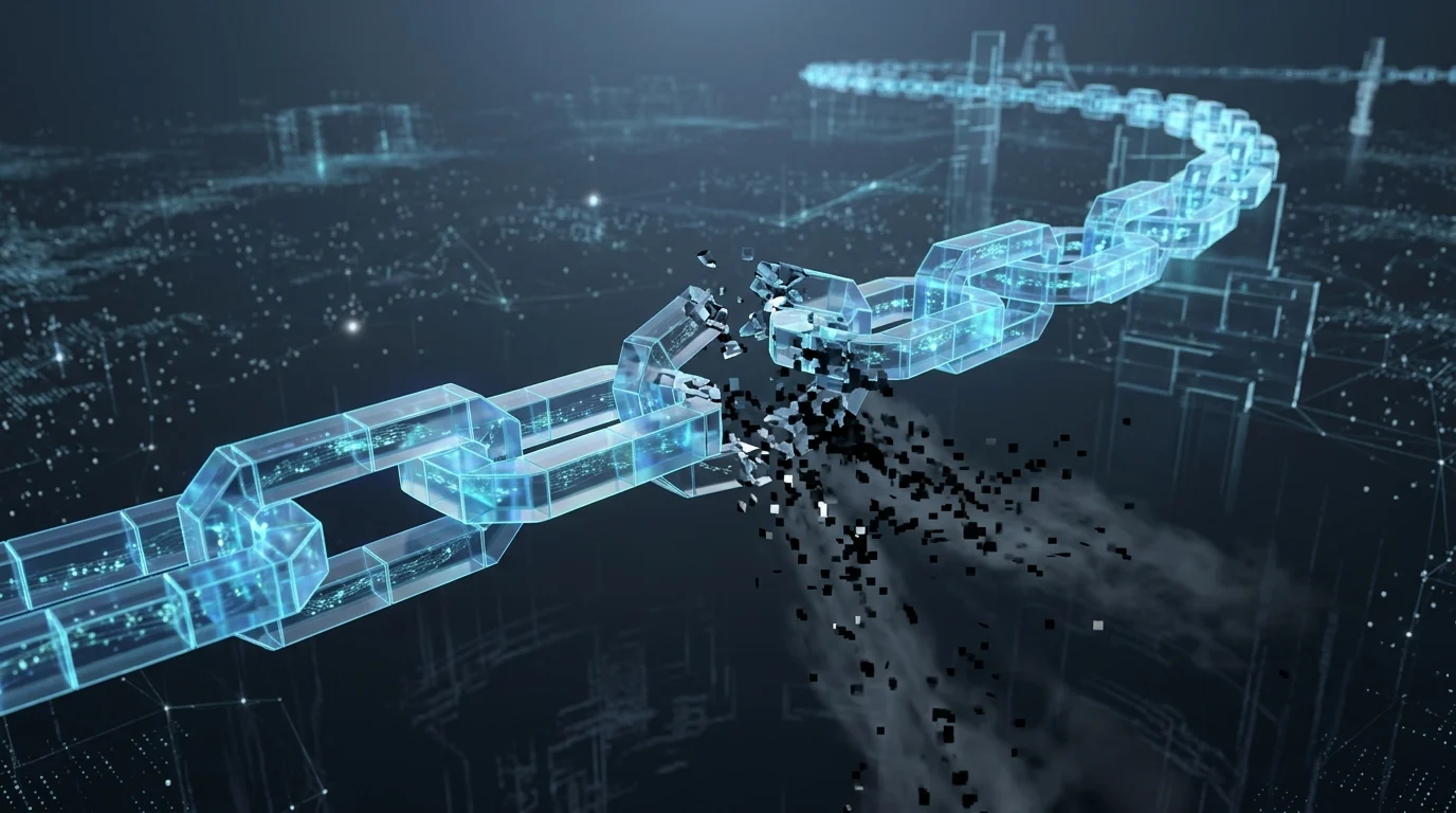 Abstract 3D illustration of a digital supply chain compromise.