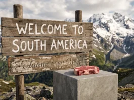 South Park Season 29 Satirizes Performative Patriotism via ‘South America’ Beef Crisis A conceptual wooden sign reading Welcome to South America in a snowy landscape.