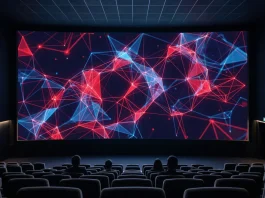 Conceptual geometric web design on a cinema screen