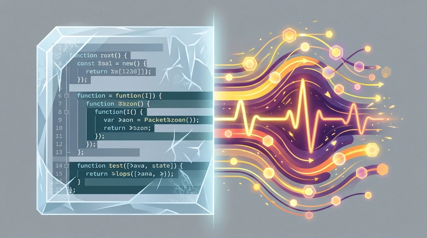 A conceptual illustration comparing static security scans with dynamic runtime monitoring.