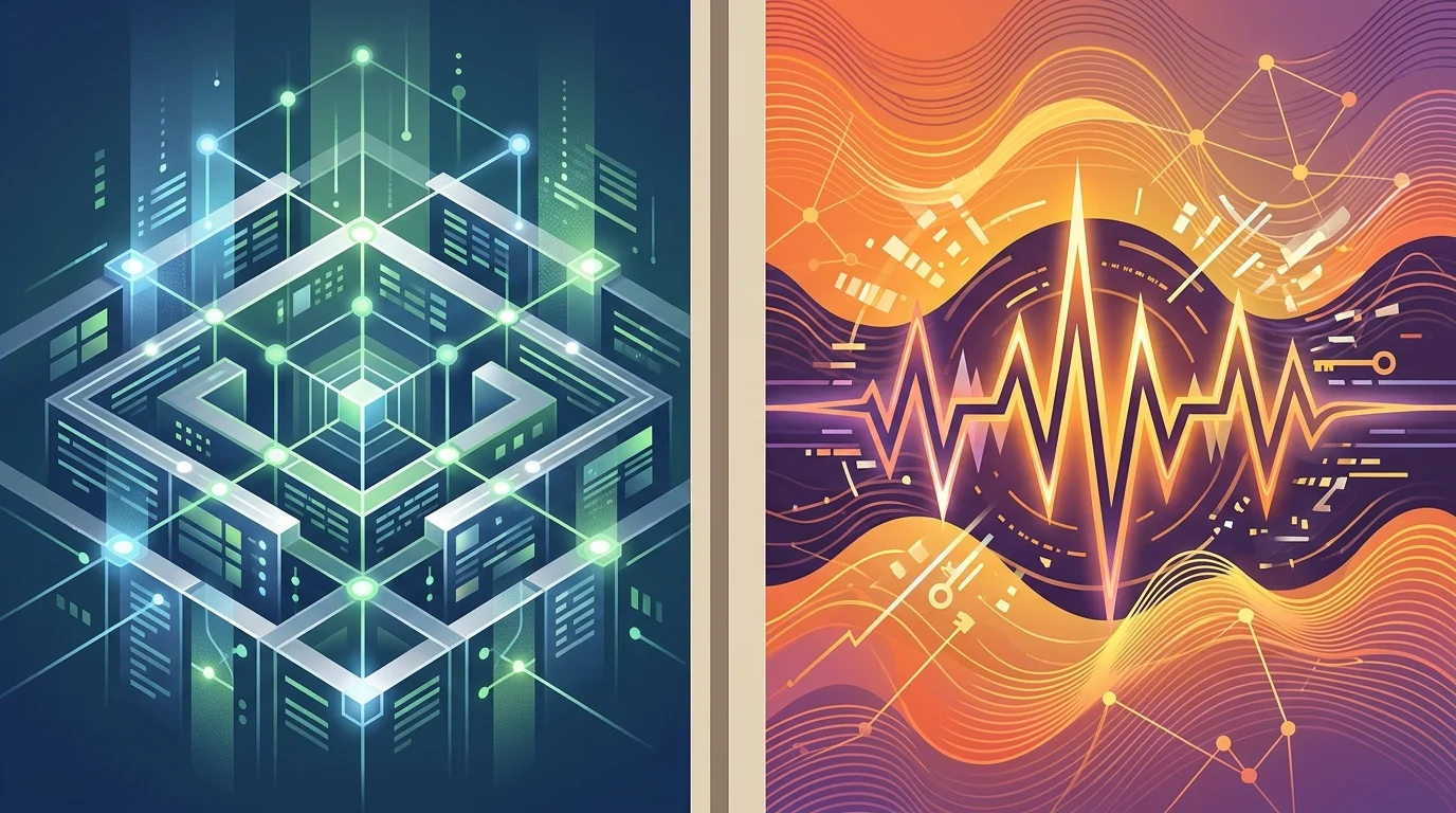 A split conceptual graphic showing the difference between digital storage and secure payment processing.