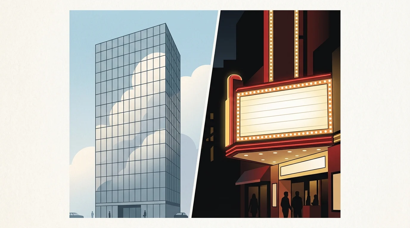 Neon Breaks Acquisition Record for Andrew Garfield’s ‘Artificial’ at NYFF 1 Conceptual graphic of corporate vs independent studio distribution.